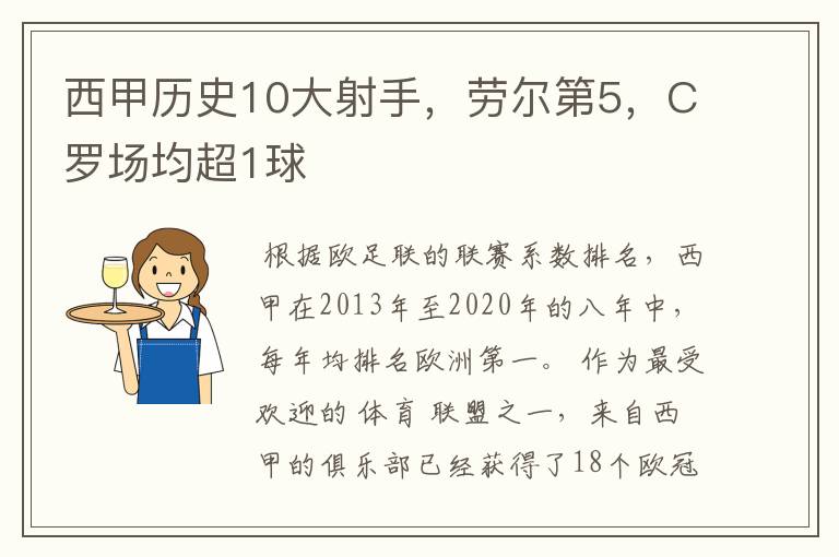 西甲历史10大射手，劳尔第5，C罗场均超1球