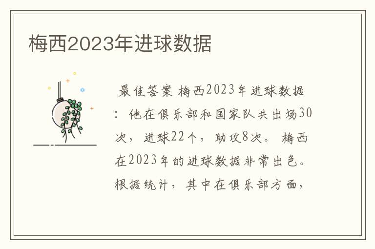 梅西2023年进球数据