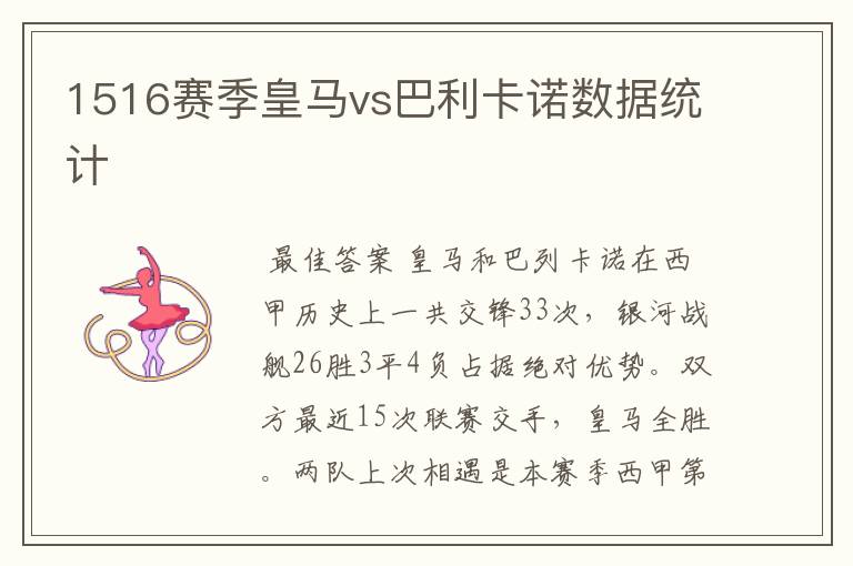 1516赛季皇马vs巴利卡诺数据统计