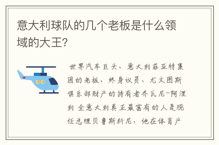 意大利球队的几个老板是什么领域的大王？