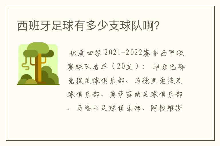 西班牙足球有多少支球队啊？