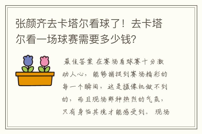 张颜齐去卡塔尔看球了！去卡塔尔看一场球赛需要多少钱？