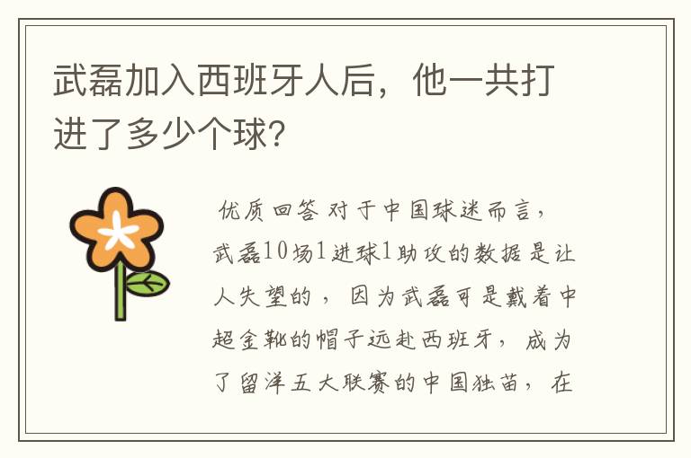 武磊加入西班牙人后，他一共打进了多少个球？