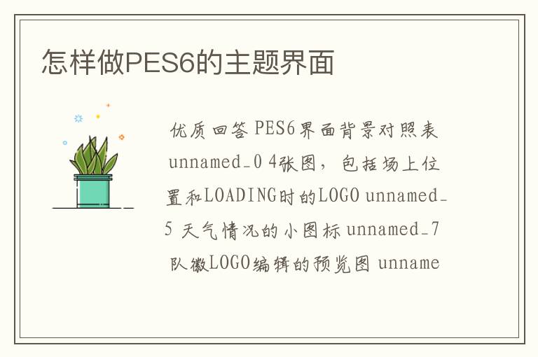 怎样做PES6的主题界面