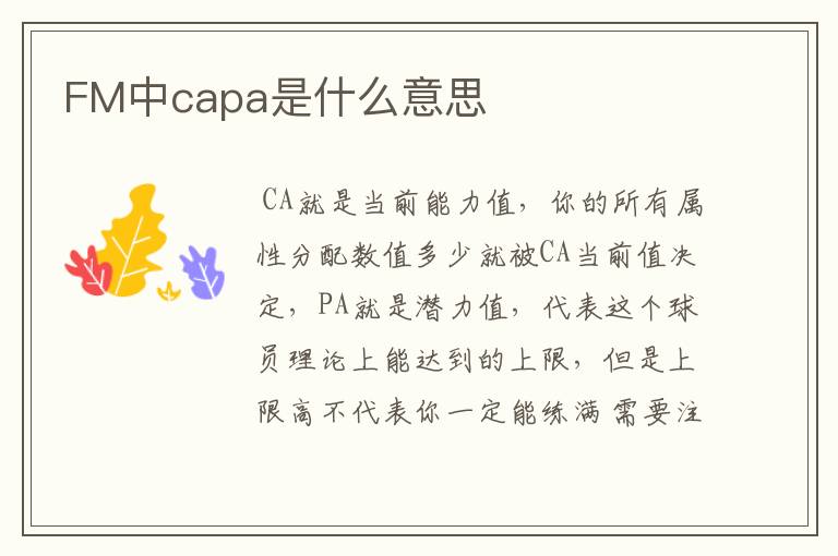 FM中capa是什么意思