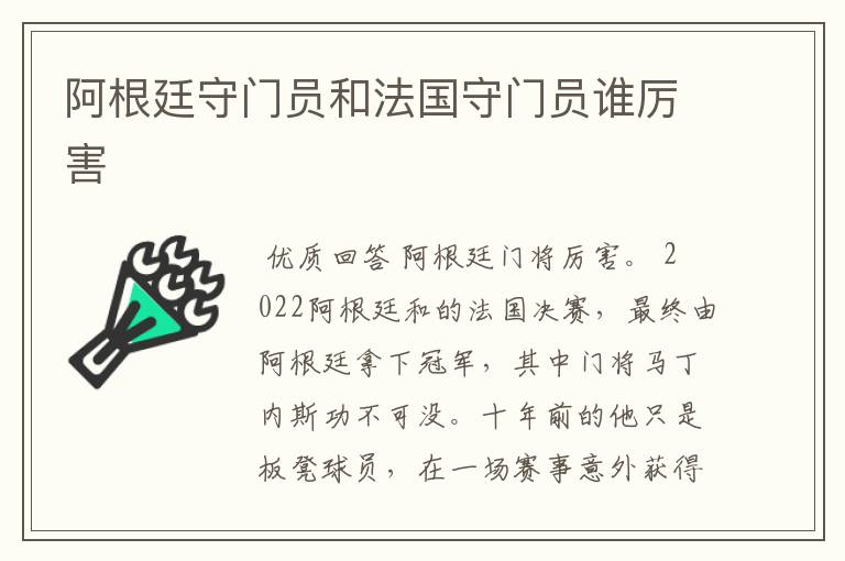 阿根廷守门员和法国守门员谁厉害