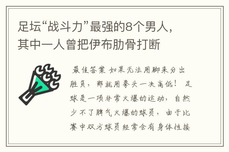 足坛“战斗力”最强的8个男人，其中一人曾把伊布肋骨打断