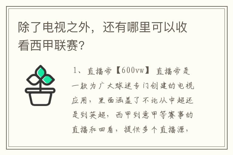 除了电视之外，还有哪里可以收看西甲联赛?