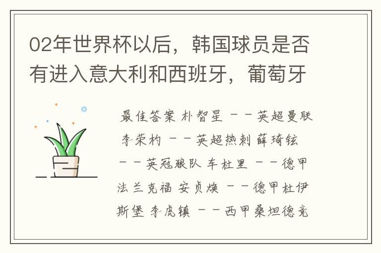 02年世界杯以后，韩国球员是否有进入意大利和西班牙，葡萄牙踢球的？