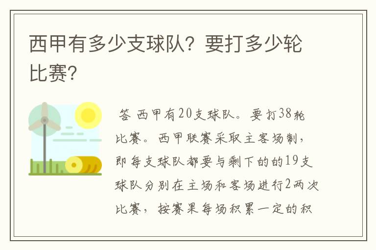 西甲有多少支球队？要打多少轮比赛？