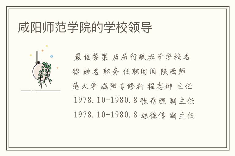 咸阳师范学院的学校领导