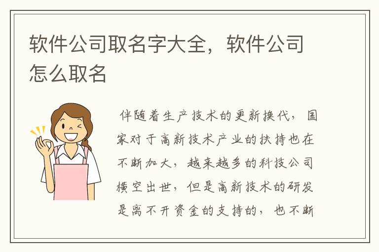 软件公司取名字大全，软件公司怎么取名