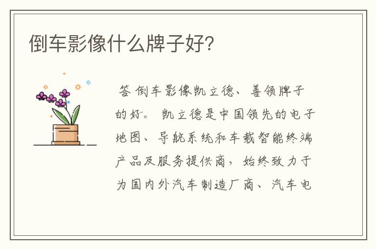 倒车影像什么牌子好？