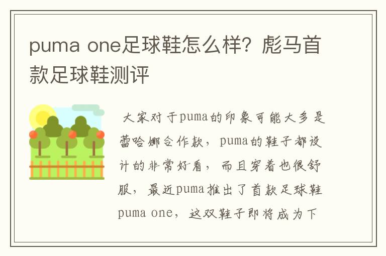 puma one足球鞋怎么样？彪马首款足球鞋测评