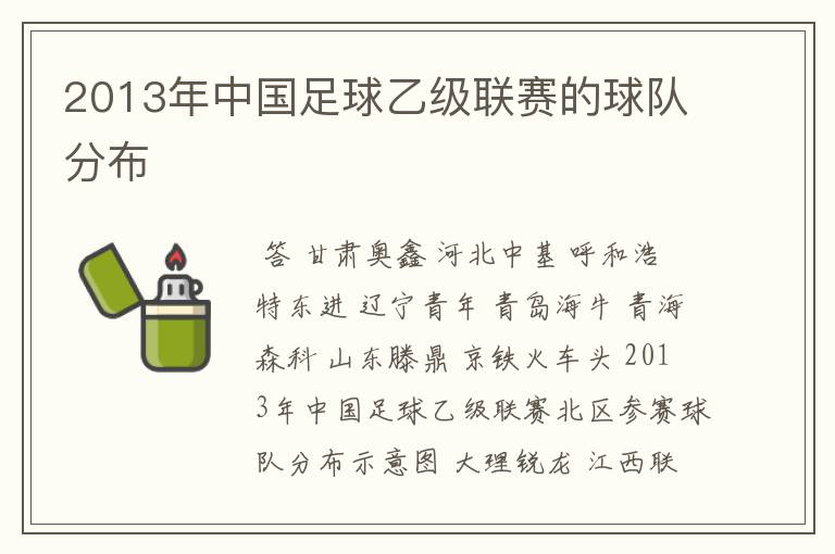 2013年中国足球乙级联赛的球队分布