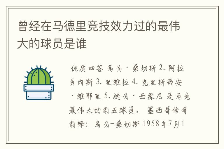 曾经在马德里竞技效力过的最伟大的球员是谁