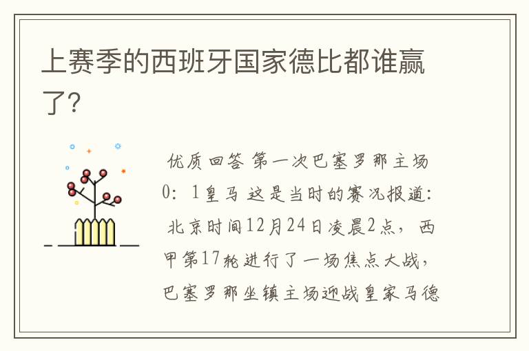 上赛季的西班牙国家德比都谁赢了？