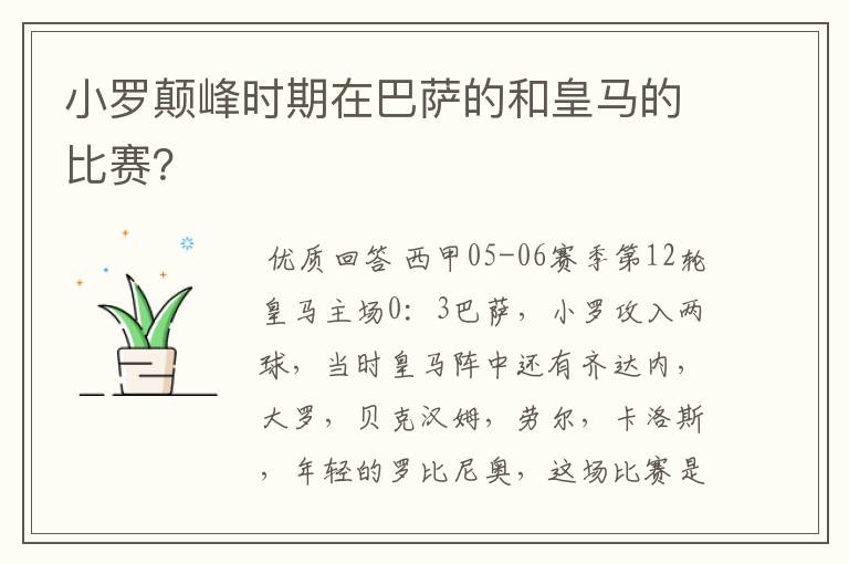 小罗颠峰时期在巴萨的和皇马的比赛？