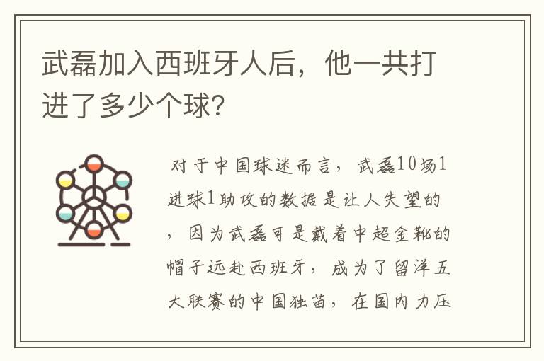 武磊加入西班牙人后，他一共打进了多少个球？