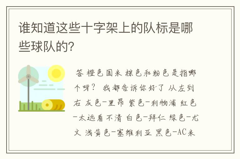 谁知道这些十字架上的队标是哪些球队的？