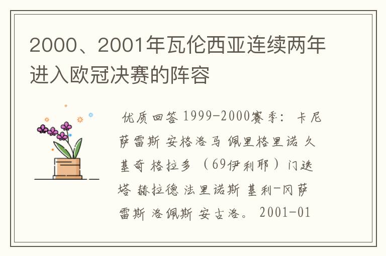 2000、2001年瓦伦西亚连续两年进入欧冠决赛的阵容