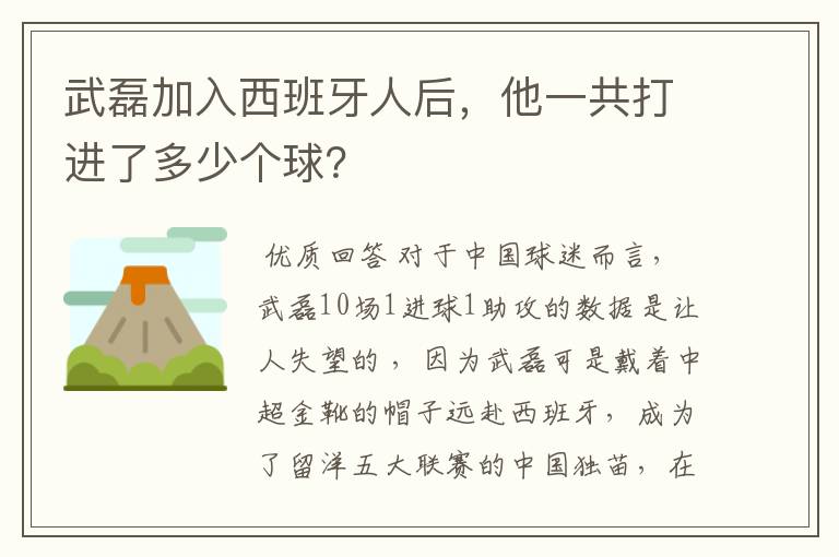 武磊加入西班牙人后，他一共打进了多少个球？