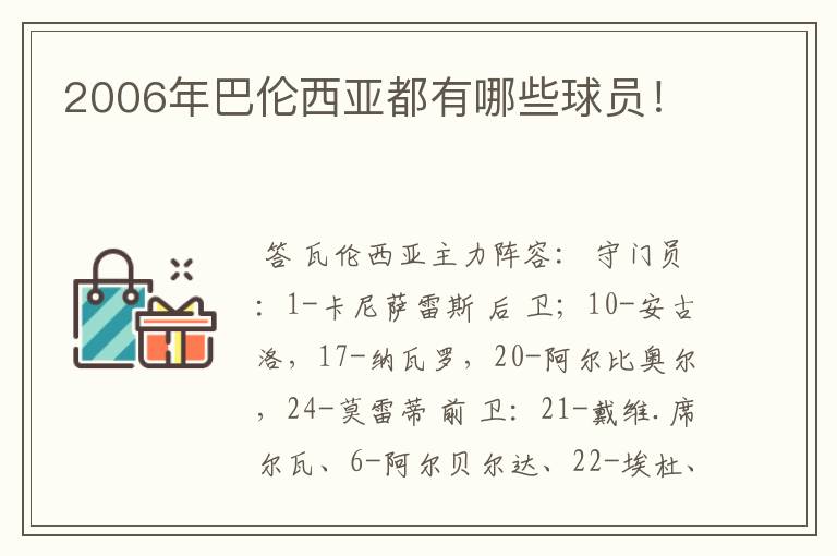 2006年巴伦西亚都有哪些球员！