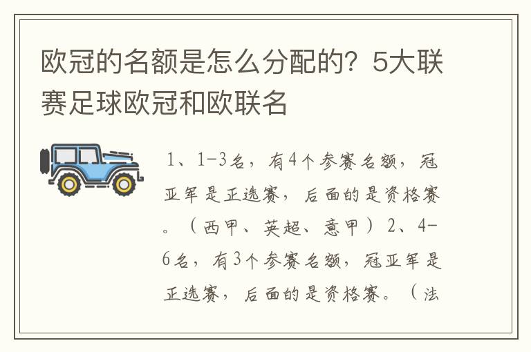 欧冠的名额是怎么分配的？5大联赛足球欧冠和欧联名