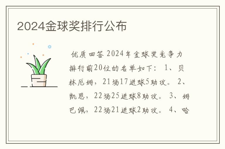 2024金球奖排行公布