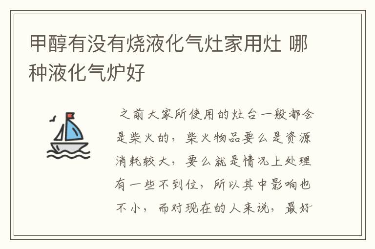 甲醇有没有烧液化气灶家用灶 哪种液化气炉好