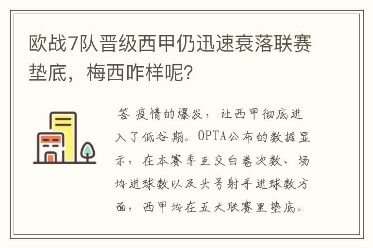 欧战7队晋级西甲仍迅速衰落联赛垫底，梅西咋样呢？