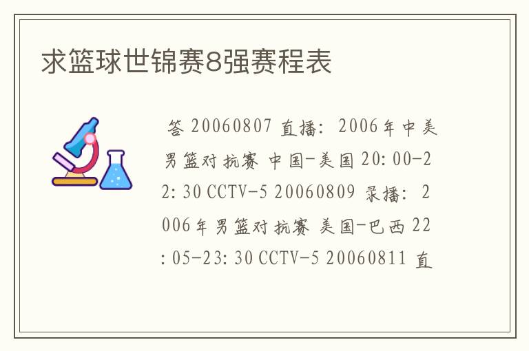 求篮球世锦赛8强赛程表