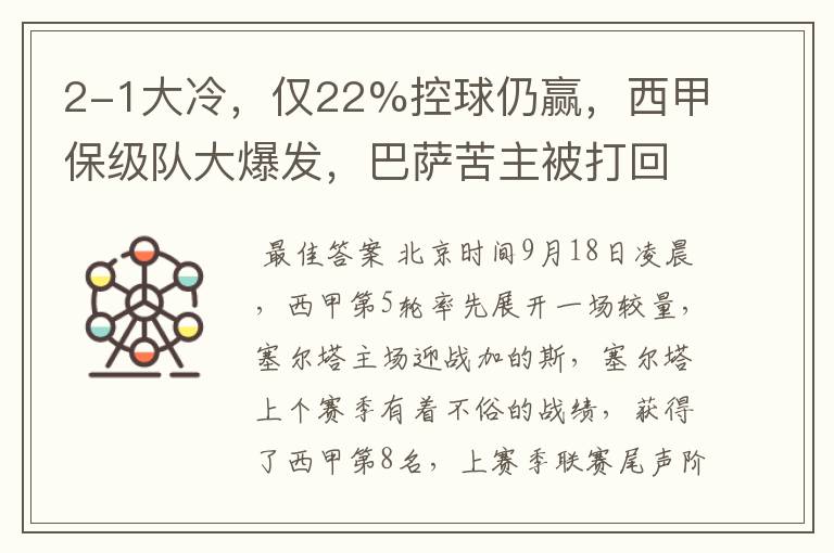 2-1大冷，仅22%控球仍赢，西甲保级队大爆发，巴萨苦主被打回原形