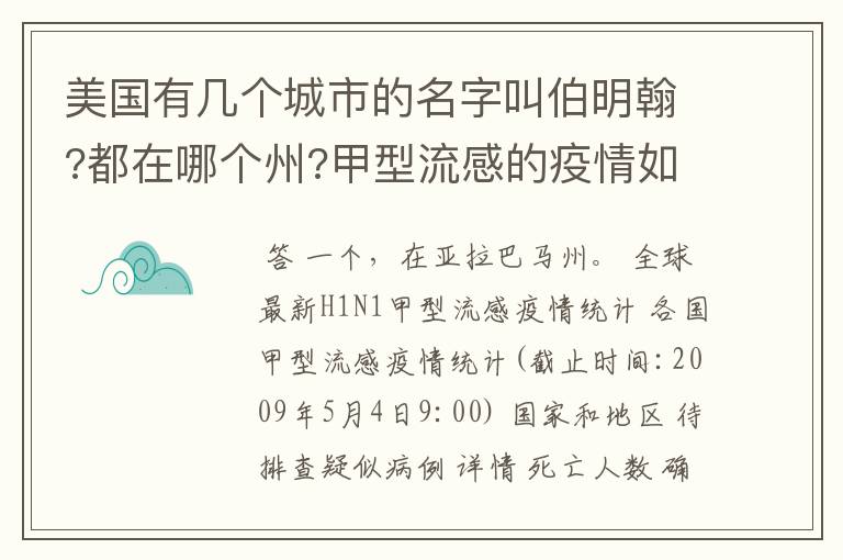 美国有几个城市的名字叫伯明翰?都在哪个州?甲型流感的疫情如何?急~