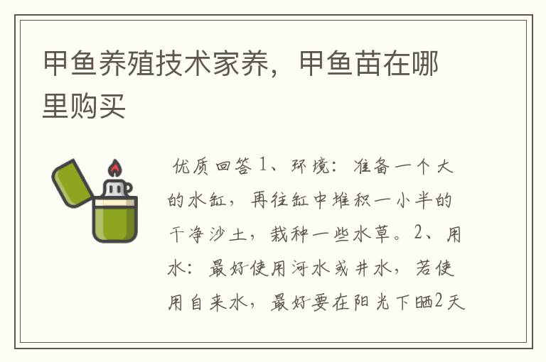 甲鱼养殖技术家养，甲鱼苗在哪里购买