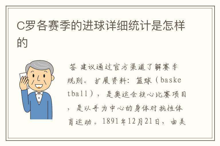 C罗各赛季的进球详细统计是怎样的