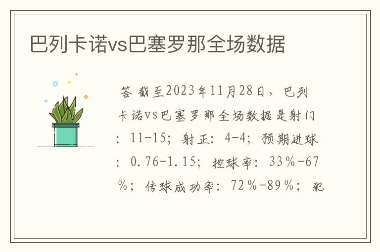 巴列卡诺vs巴塞罗那全场数据