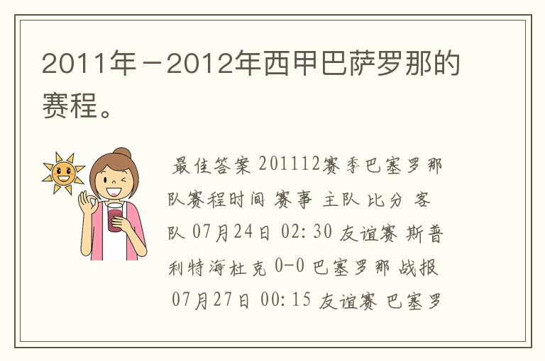 2011年－2012年西甲巴萨罗那的赛程。