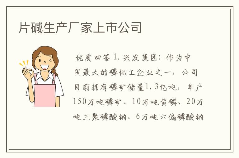 片碱生产厂家上市公司