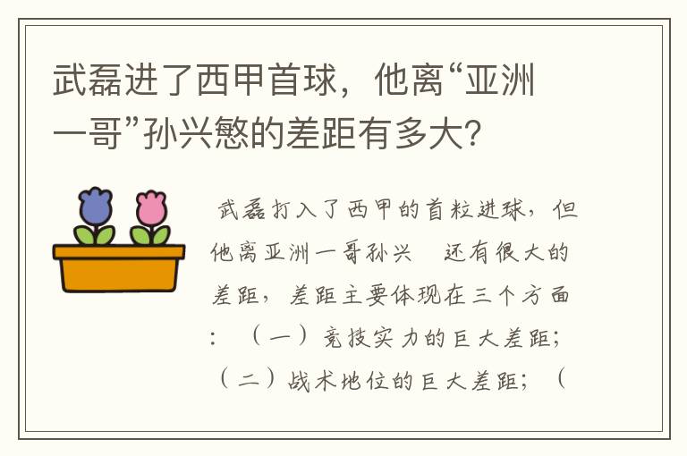 武磊进了西甲首球，他离“亚洲一哥”孙兴慜的差距有多大？