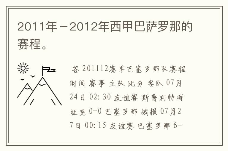 2011年－2012年西甲巴萨罗那的赛程。