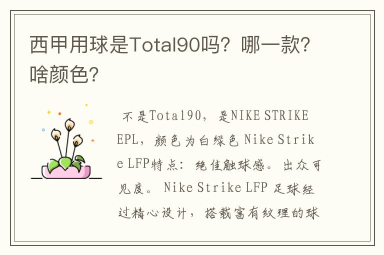 西甲用球是Total90吗？哪一款？啥颜色？