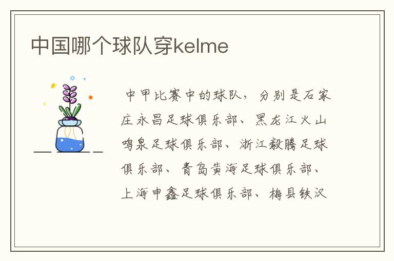 中国哪个球队穿kelme