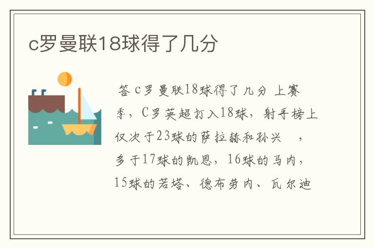 c罗曼联18球得了几分