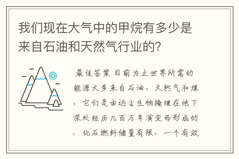 我们现在大气中的甲烷有多少是来自石油和天然气行业的？