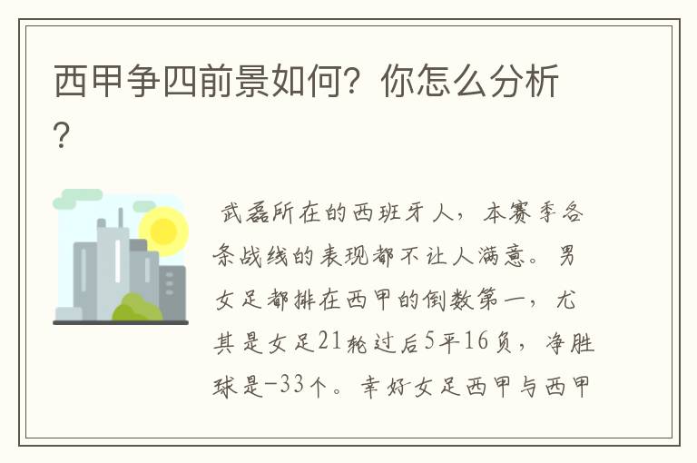 西甲争四前景如何？你怎么分析？