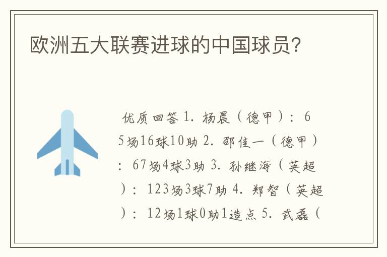 欧洲五大联赛进球的中国球员？