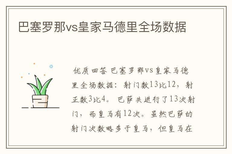 巴塞罗那vs皇家马德里全场数据