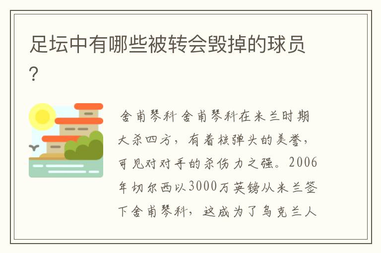 足坛中有哪些被转会毁掉的球员？