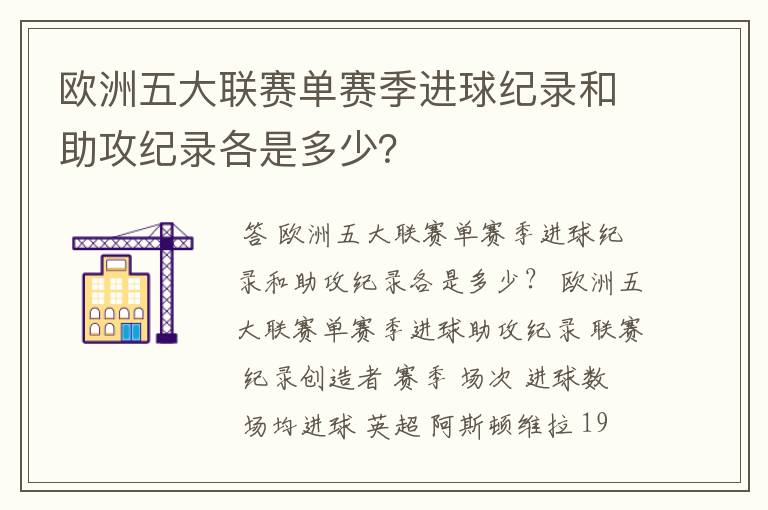 欧洲五大联赛单赛季进球纪录和助攻纪录各是多少？